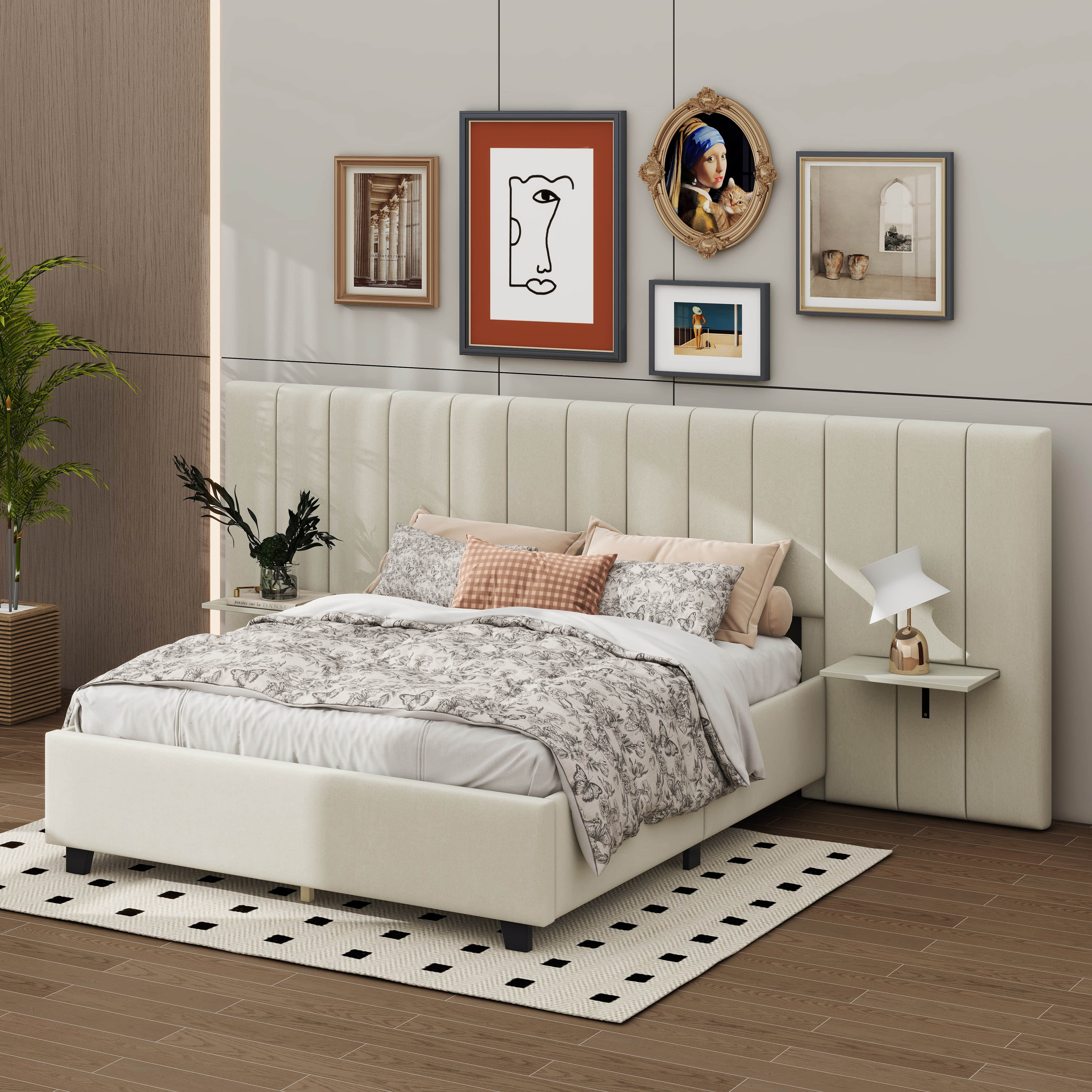 Latitude Run® Nijae Upholstered Platform Bed With Big Headboard | Wayfair