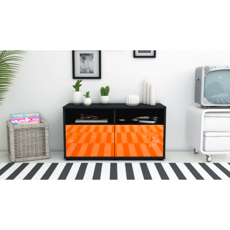 Odum 92 cm W Chest of Drawers, Anthracite/Orange