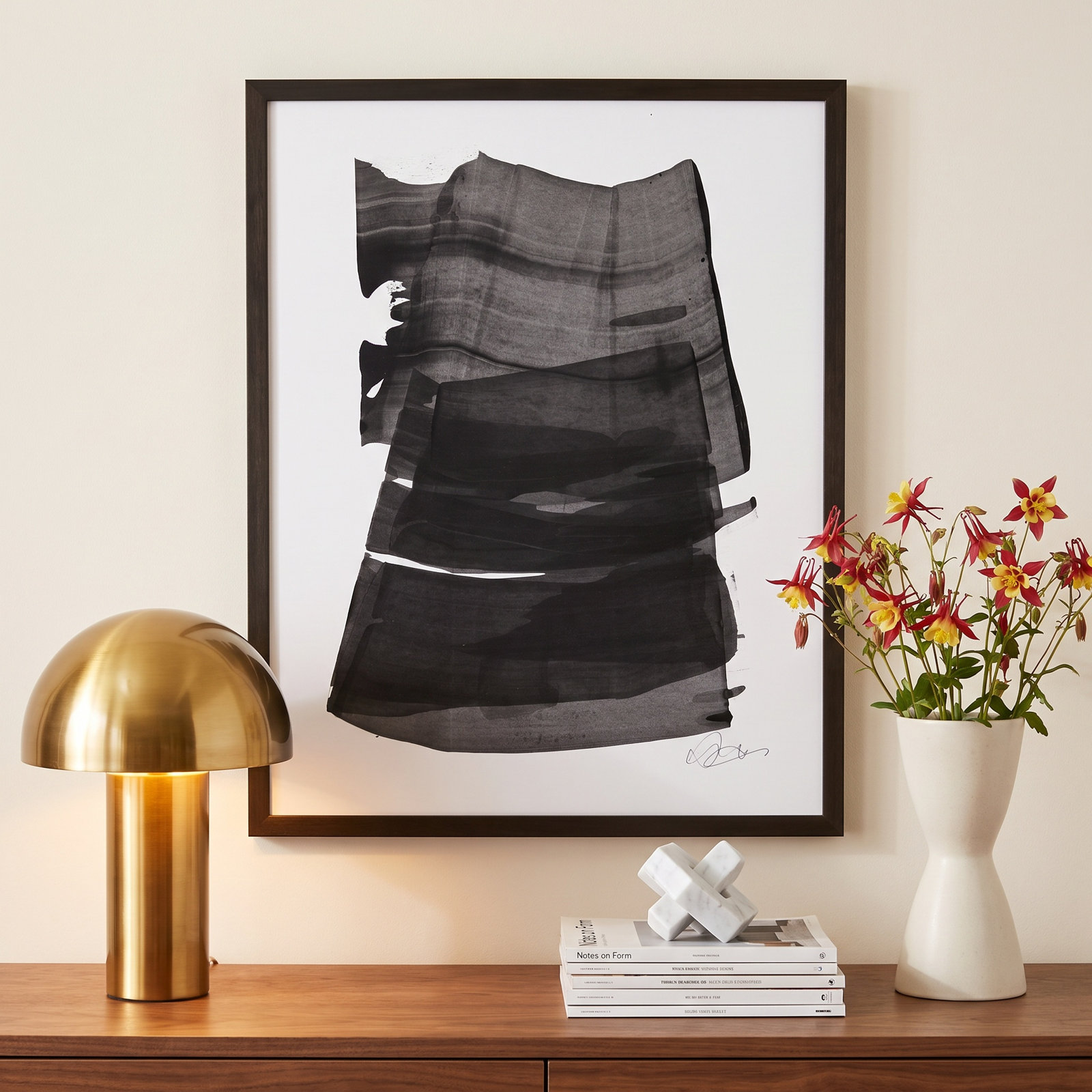 Brushstroke 2 by Jacques Pilon, 20" H x 16" W x 1.25" D, Black