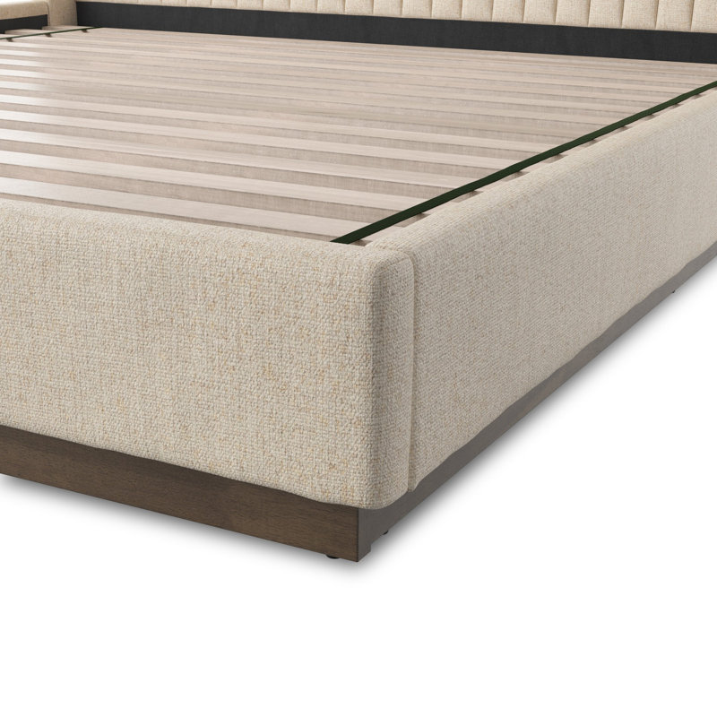 Montgomery Upholstered Wingback Bed, King, Thames Cream