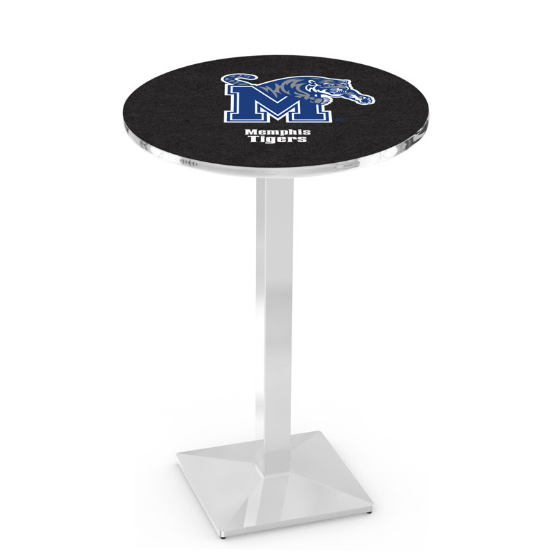 Round Metal Base Dining Table, Chrome, University of Memphis