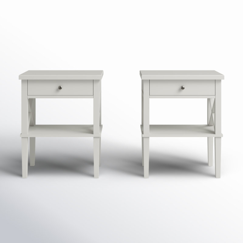 Table de chevet à 1 tiroir Angeles, Blanc