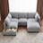 U-Shaped Sectional Sofa Modular Sofa Couch With A Movable Ottoman ,A Coffee Table With Hidden Charging Devices For Living Room-1162691295