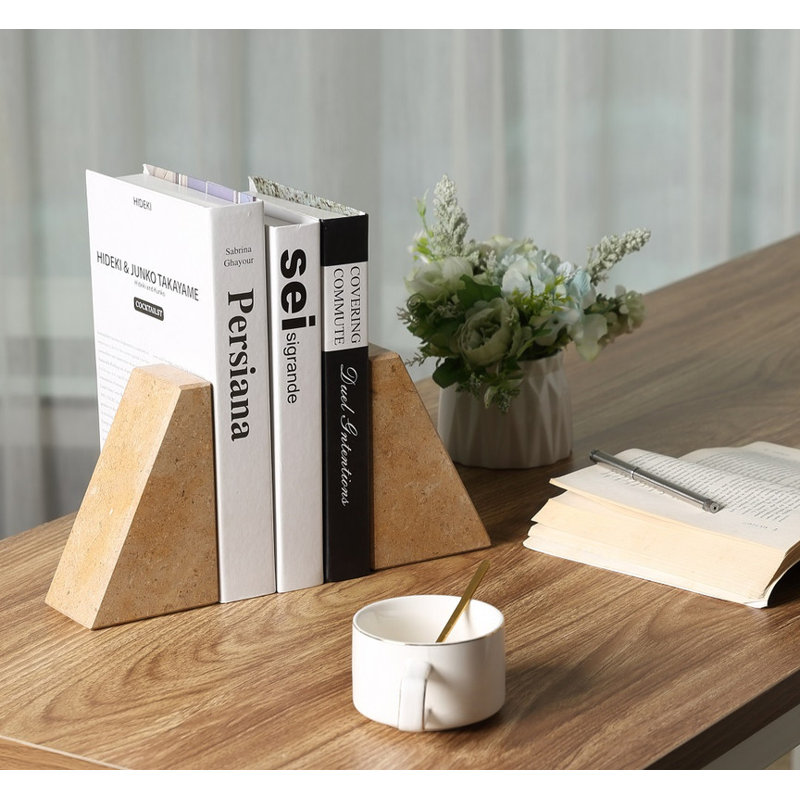 Serre-livres en marbre (ensemble de 2), H 2,54 po x l 5,93 po x P 3,98 po, Jaune foncé