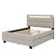 Lit plateforme tapissier simple en tissu avec cadre d'éclairage DEL et 2 tiroirs-1957380204