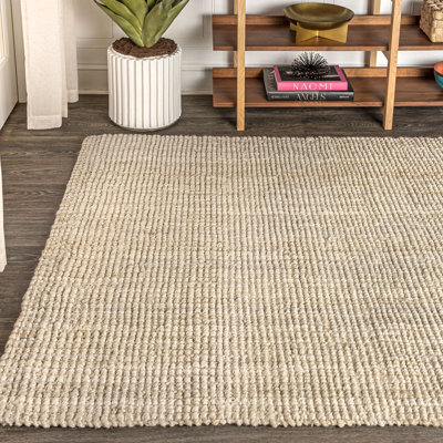 Tapis ivoire épais en jute tissé à la main Ehmann