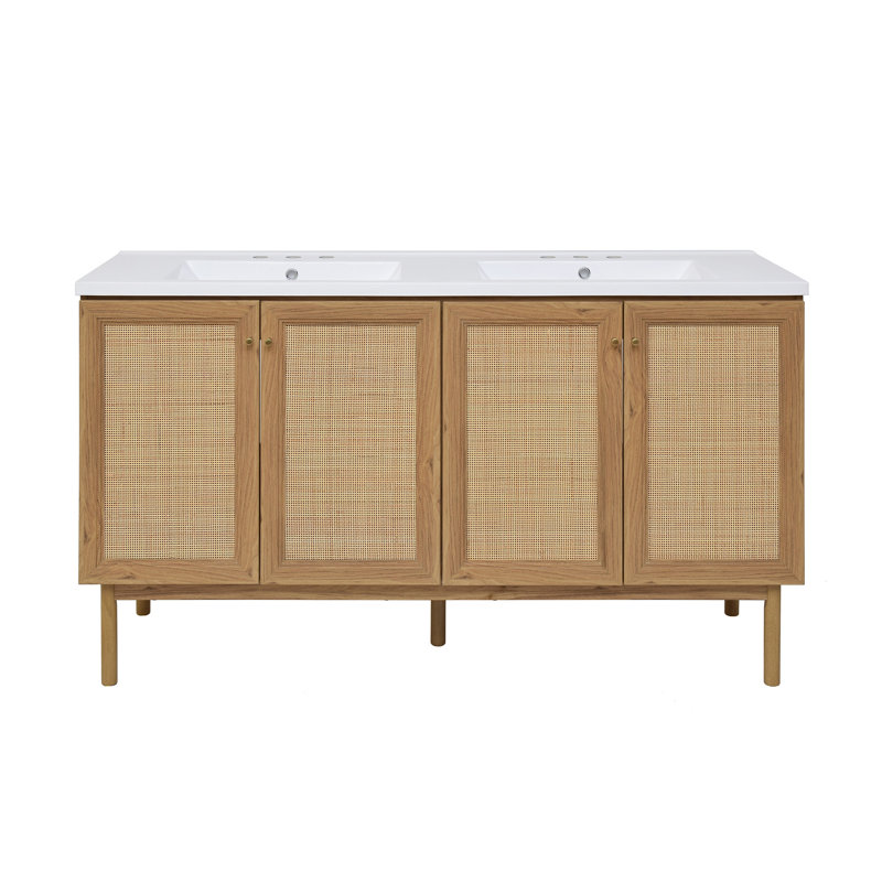 Classe 60" Bathroom Vanity in Oak, 3, White