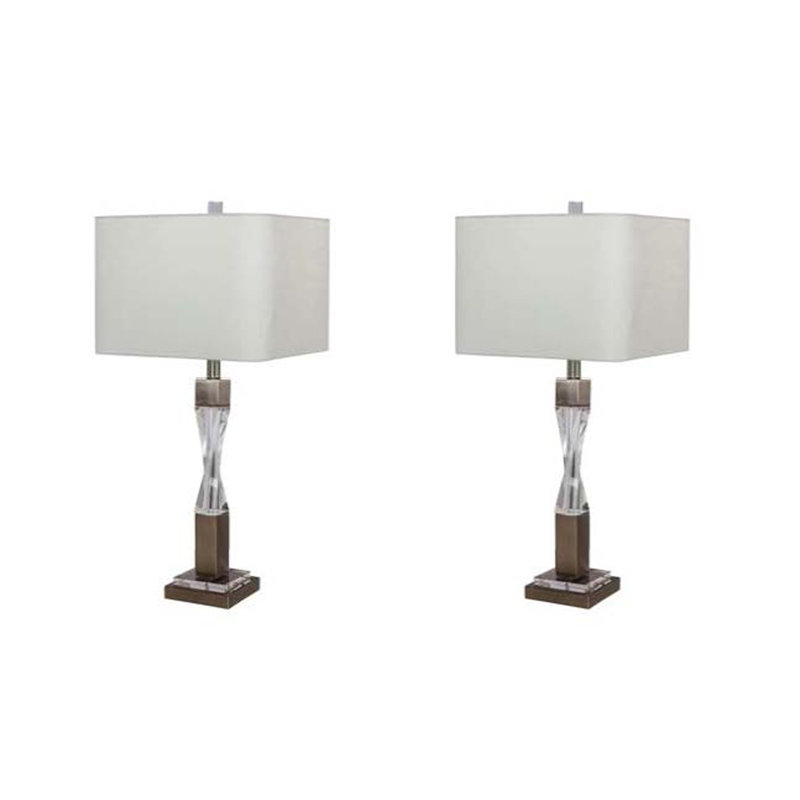 Roopville Crystal Table Lamp, Brushed Steel