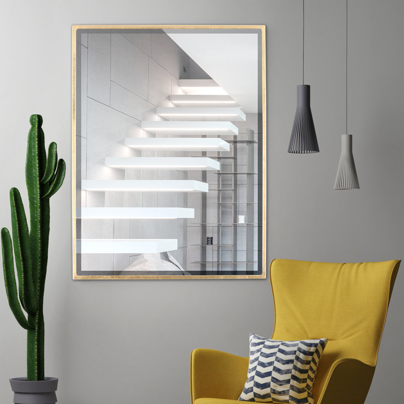 Miroir d'appoint Bugarin, H 24,62 po x l 30,62 po, Feuille d'or
