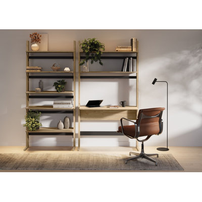 Ollie Desk with Bookcase 108 cm Oiled Oak
