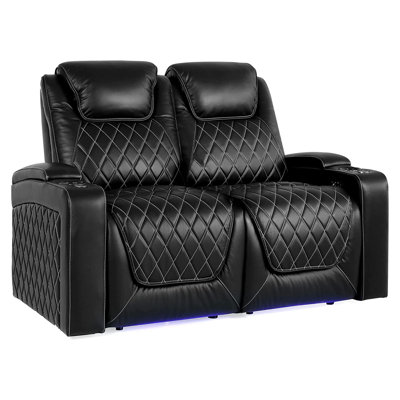 Upholstered Home Theater Seating with Cup Holder