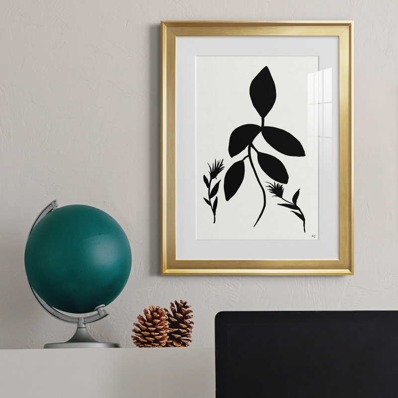 Silhouette Garden I - peinture encadrée, Papier encadré doré, H 22,5 po x l 30,5 po x P 1,5 po