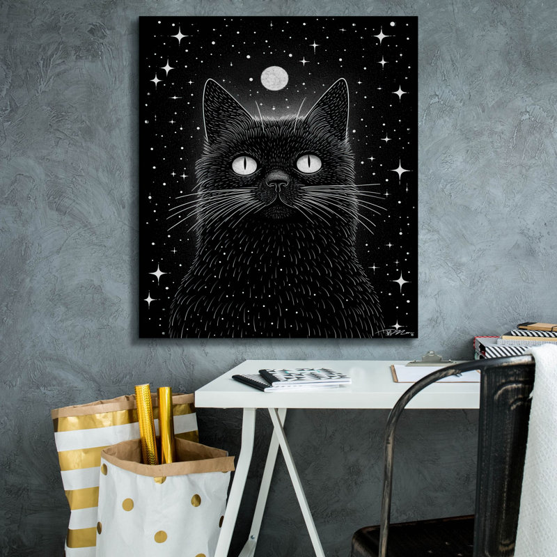 «Black and White Cat 3» par Momart, art mural sur toile, H 30 po x l 26 po x P 1,5 po