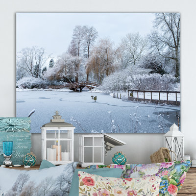 Winter Bridge Scenery - reproduction de cadre flottant sur toile