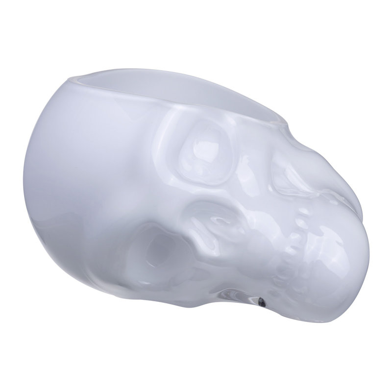 Bol décoratif en cristal Memento Mori, H 3,19 po x l 5,28 po x P 5,12 po, Blanc opale