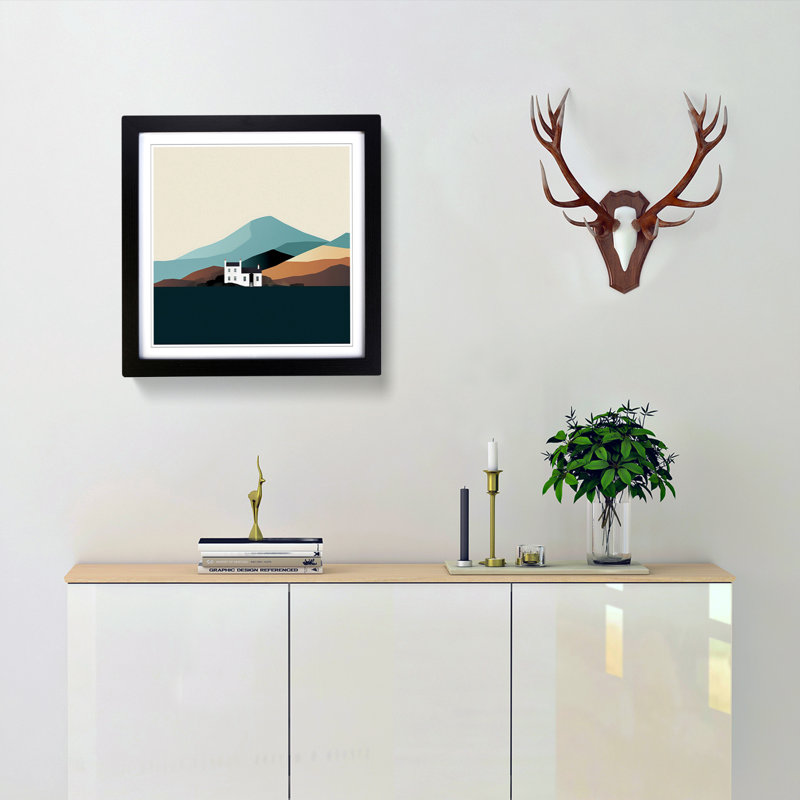 Scotland Minimalism No.2 - Single Picture Frame Print on Wood, Black