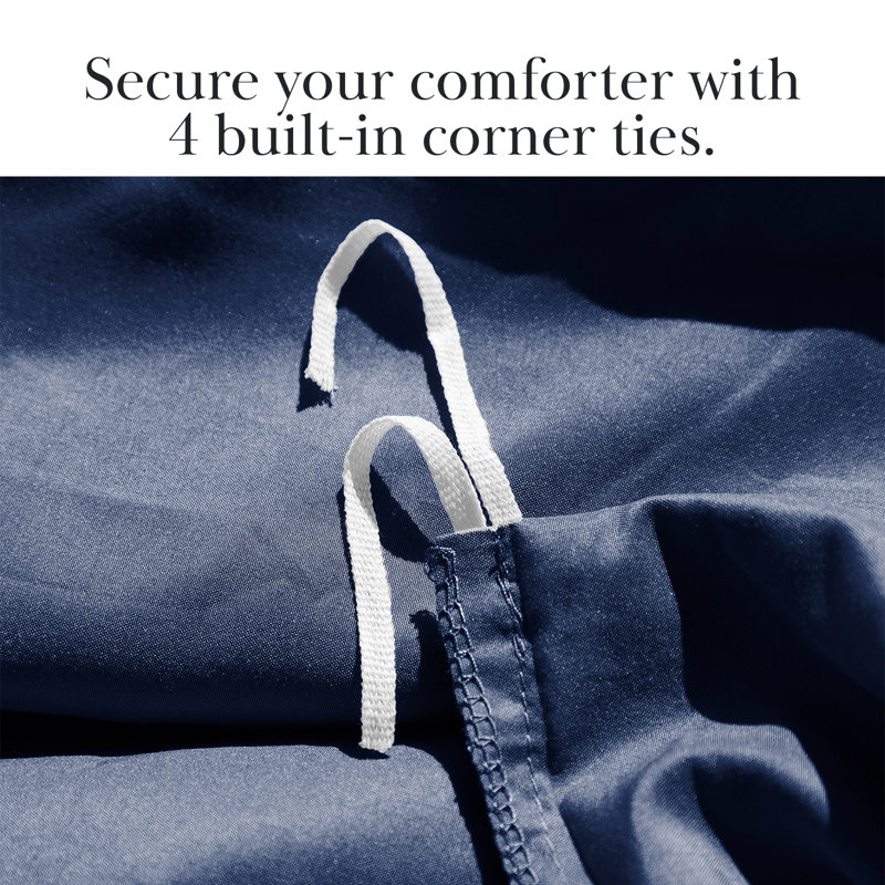 Southshore Fine Linens Southshore Basics Duvet Cover Set in Navy Blue, Double-Brushed Microfiber Bedding with Hidden Zipper Closure and Corner Ties, 2 King Pillow Shams, King/California King
