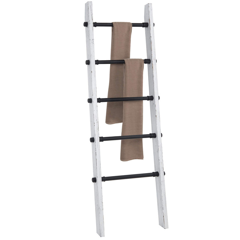 Wood Bathroom Quilt Rack Blanket Ladder