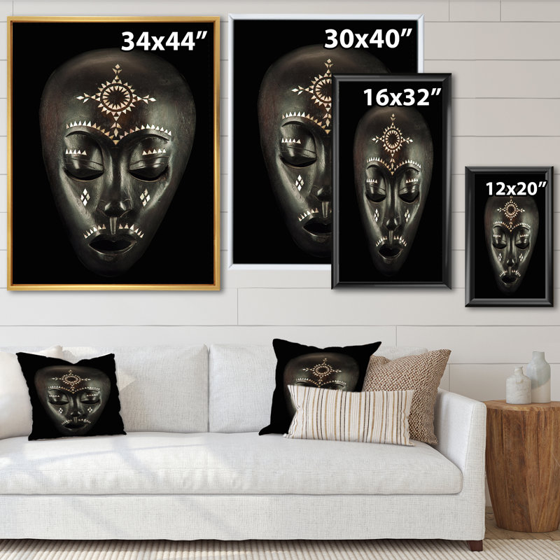 " Ethnical Traditional African Mask ", 44" H x 34" W, Maple Floater Framed
