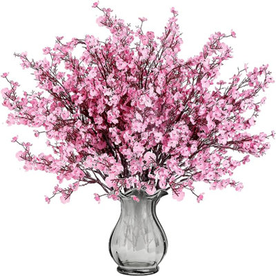 Sggvecsy 15 Pcs Babys Breath Fleurs artificielles Gypsophila Bouquets en vrac Real Touch Faux fleurs de soie pour la maison de mariage Arrangement floral bricolage Table de cuisine Centre de table Décoration de fête (rose)