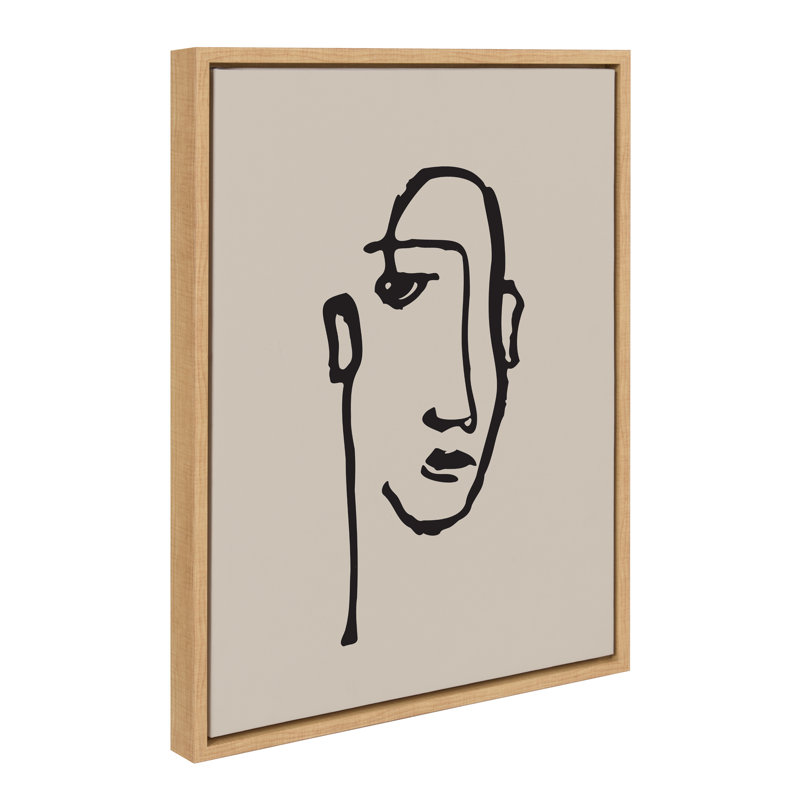 «Minimalist Neutral Line Art Face» par The Creative Bunch Studio, reproduction d'art sur toile encadrée, Encadré naturel