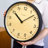 Natural Wood Face Black Frame Round Wall Clock