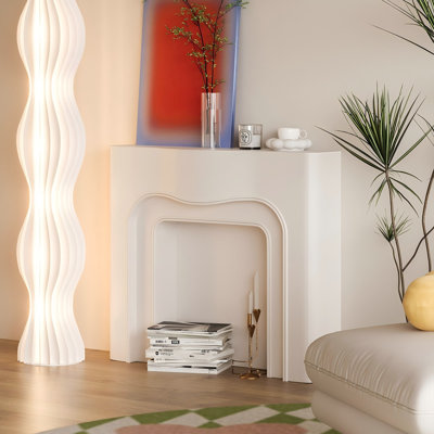 41.73"Modern Minimalist White Fireplace Mantel