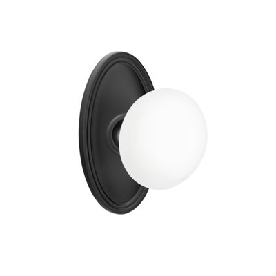 Ensemble de boutons de passage Emtek avec bouton ovale en porcelaine Roestte et blanc glacé