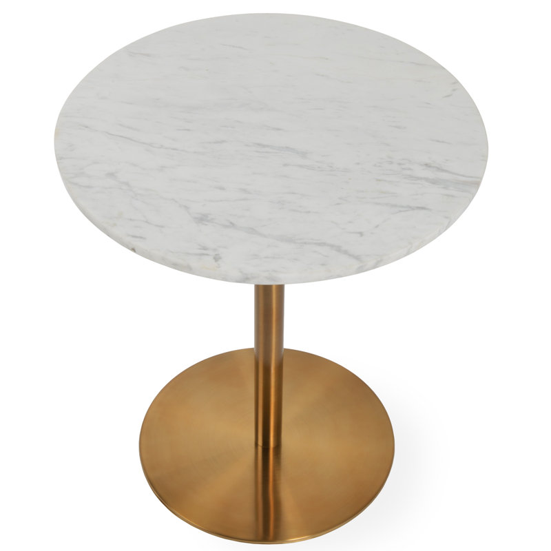 Ares End Table Marble Top, White