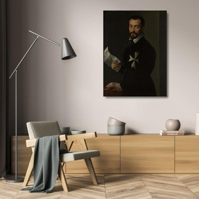 "Portrait of a Knight of Malta, Probably Fra Jacopo Salviati" by  Mirabello Cavalori - Gallery Wrap Canvas Wall Art