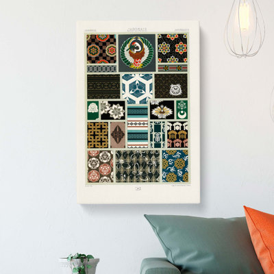 Japanese Themed Patterns by Albert Racinet - Wrapped Canvas