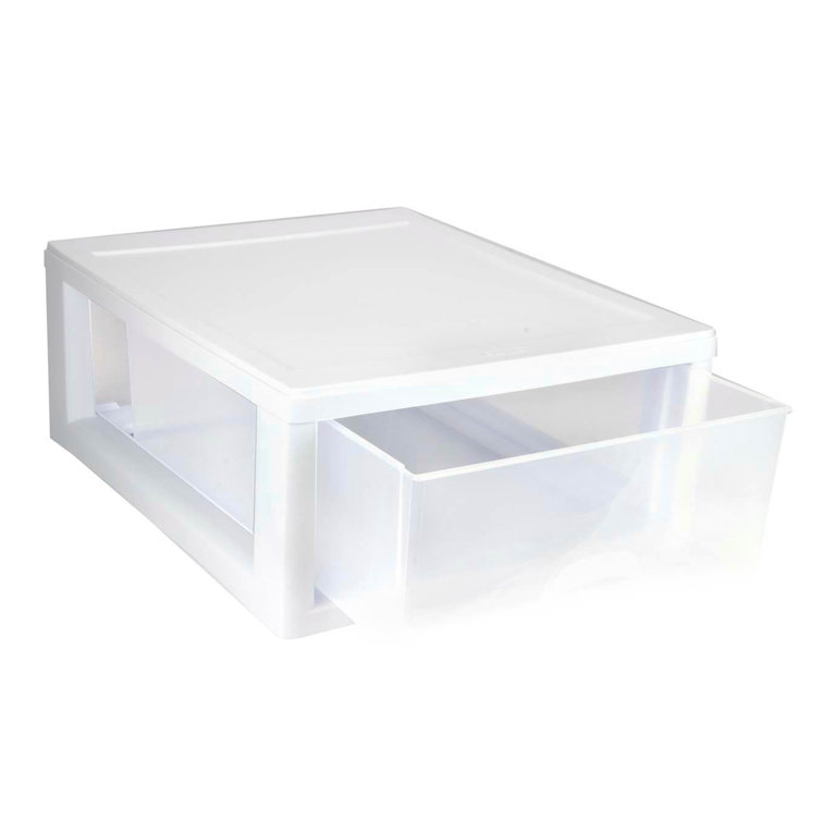 Sterilite Clear & White Plastic Storage Bin with One Drawer & Reviews