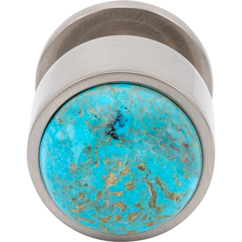 Firesky Diameter Knob, Brushed Satin Nickel, Mohave Blue, 1 1/8"