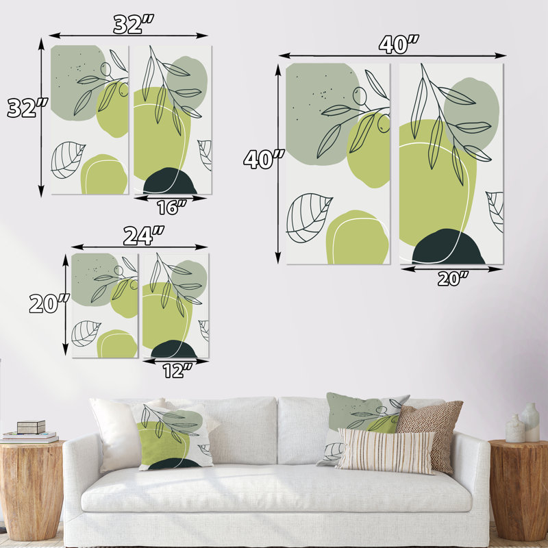 Minimalistic Creative Designs en couleurs rétro - ensemble de 2 peintures, Toile tendue, H 20 po x l 24 po x P 1 po