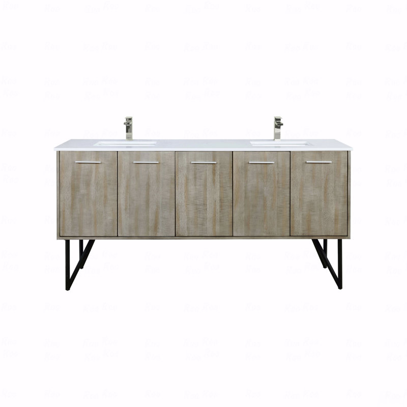 Ensemble de meuble-lavabo double à double cuve de 72 po de largeur x 20 po de profondeur et robinet en nickel brossé, 72"