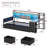 Twin Daybed Corner Bed Frame With 7 Drawers, Desk And Bookcase Storage, Metal Platform  Bed With Charging Station, Black-1952225127
