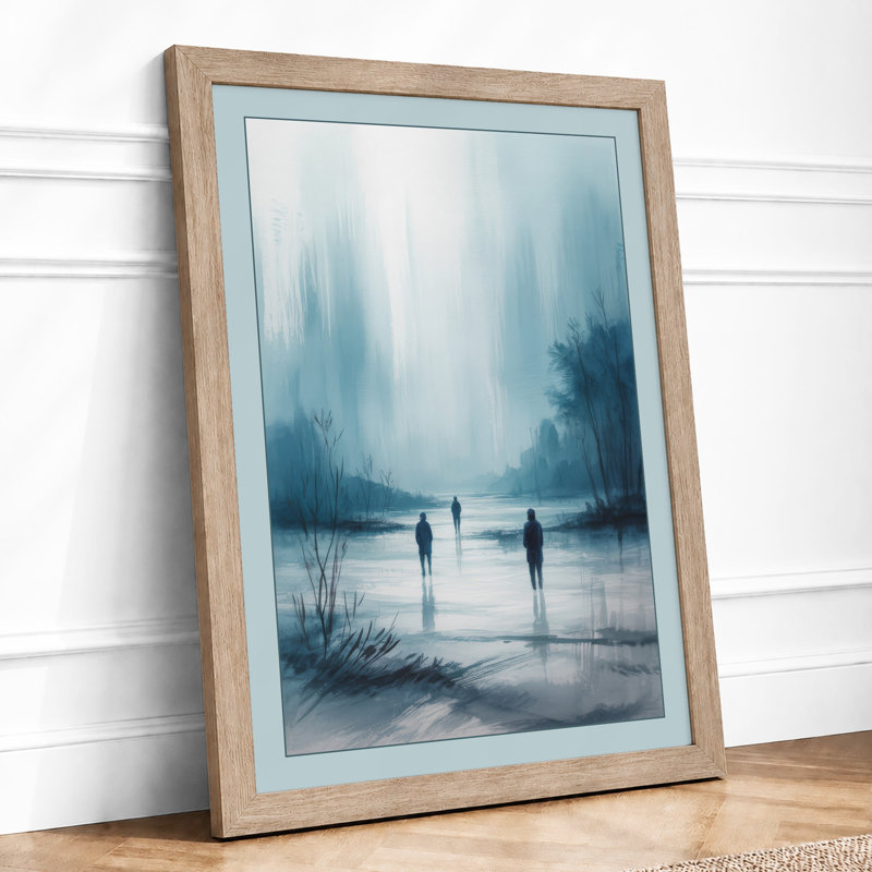 Figures in Mist Scandinavian - Framed Print, A1 - 84.1 x 59.4 cm, Oak