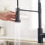 Robinet de cuisine contemporain noir, extractible, tête de pulvérisation mate et crasse, levier simple, eau uniforme-792113242