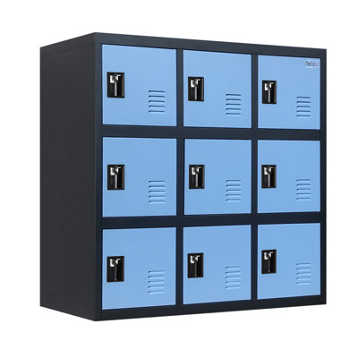 Metal Locker Cabinet with 9 Doors Lock Latch