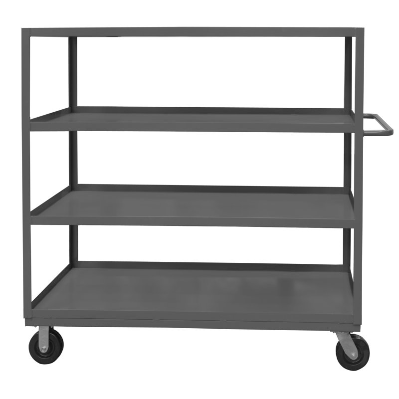 Gray Industrial 4-Shelf Steel Rolling Cart