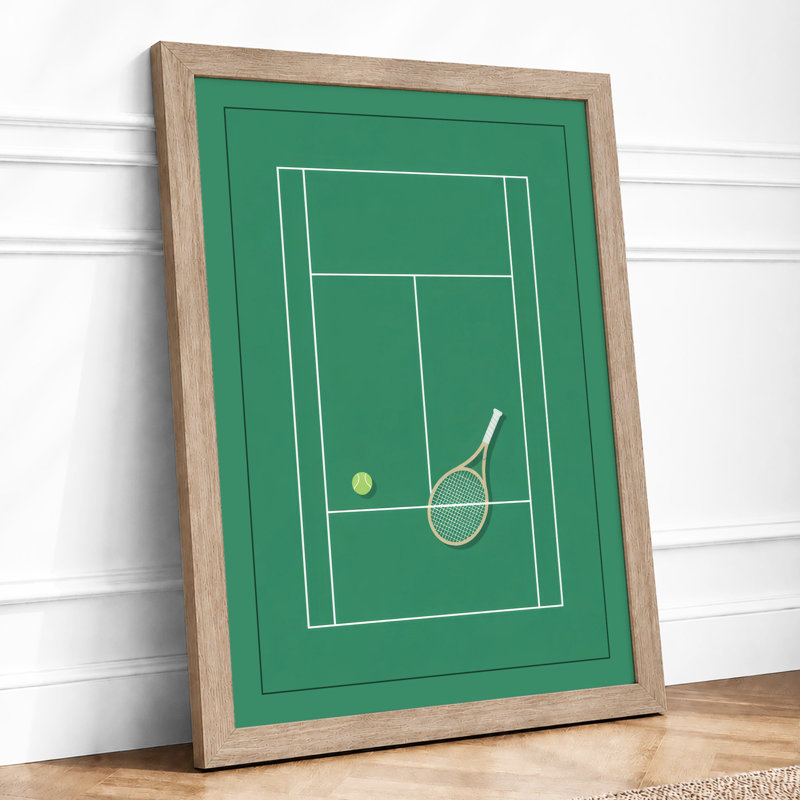 Tennis Court Geometry Geometric - Print, Oak, A4 - 29.7 x 21.0 cm