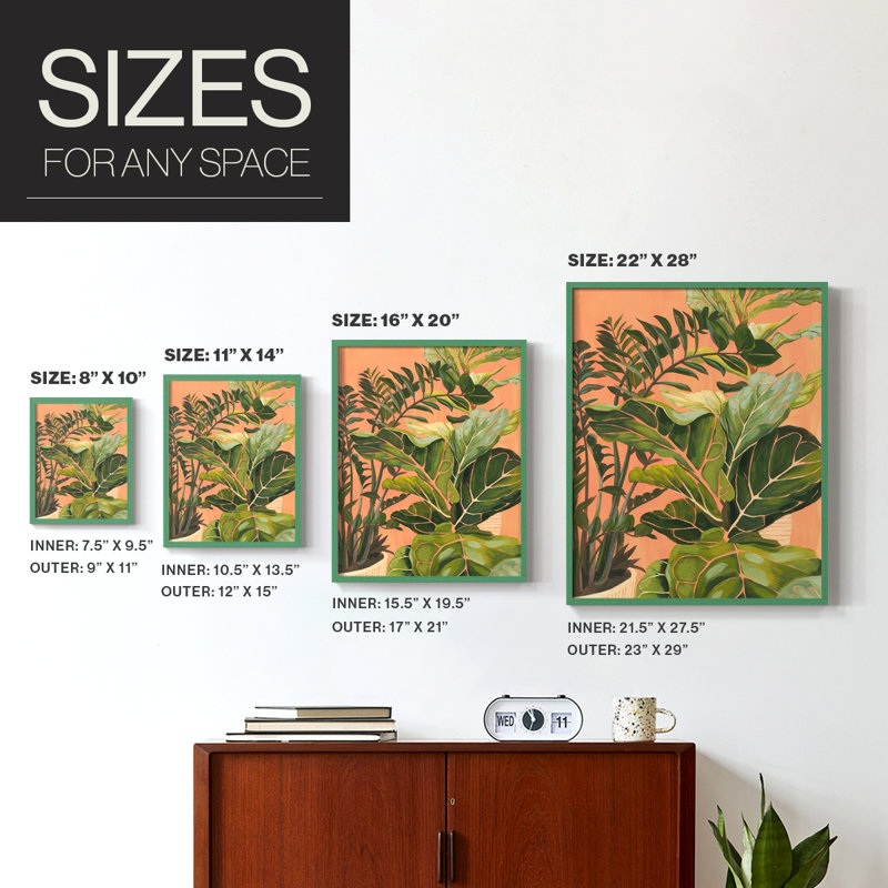 Golden Hour Greenery I, reproduction encadrée - bois massif, H 15 po x l 12 po, Vert