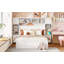Grand lit en bois avec armoire, tablette et prises tout-en-un