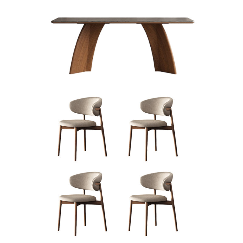 Vintage rock board dining table and chair set, 29.52”H x 62.99”L x 31.49”W