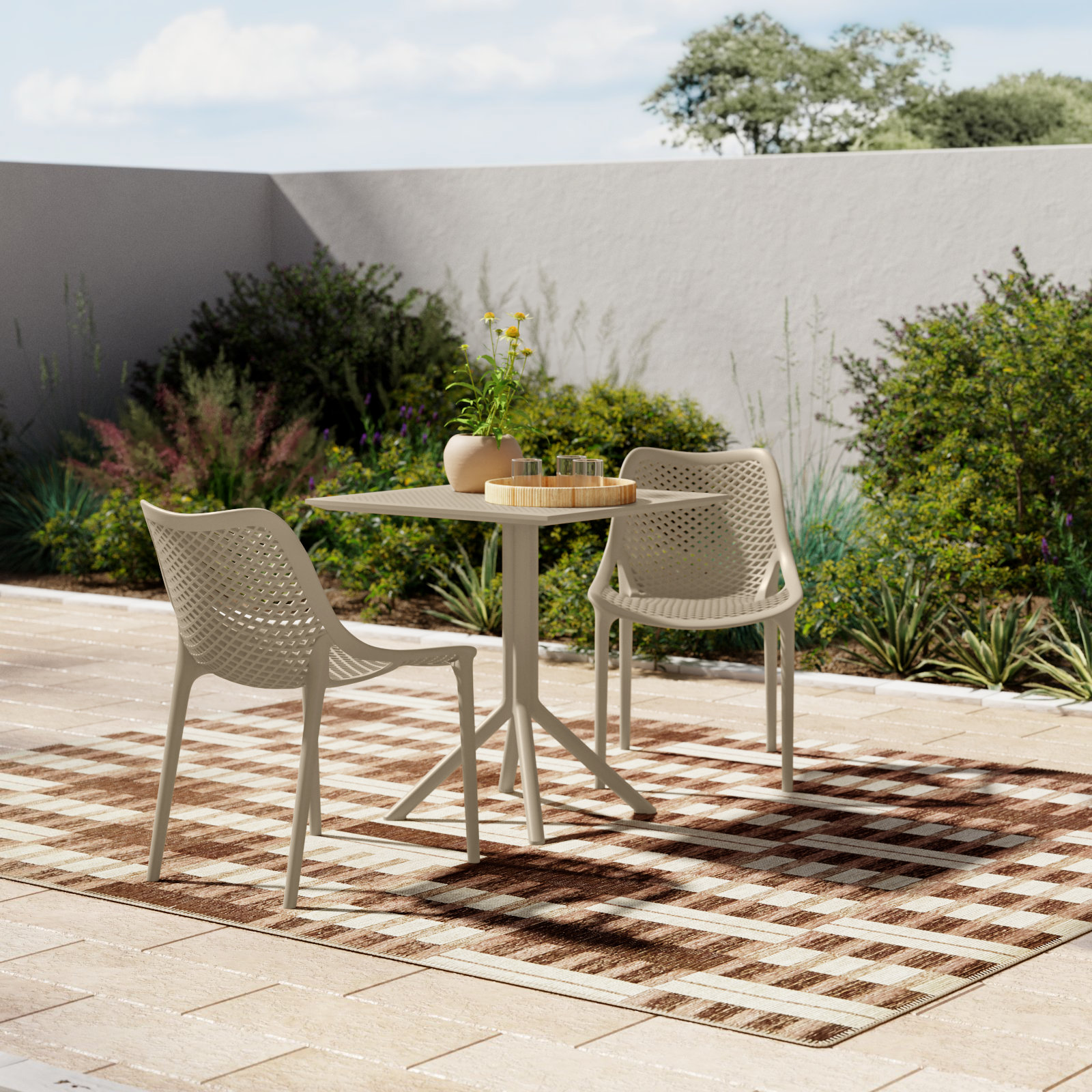 Asherton 24" Patio Bistro Set, Taupe