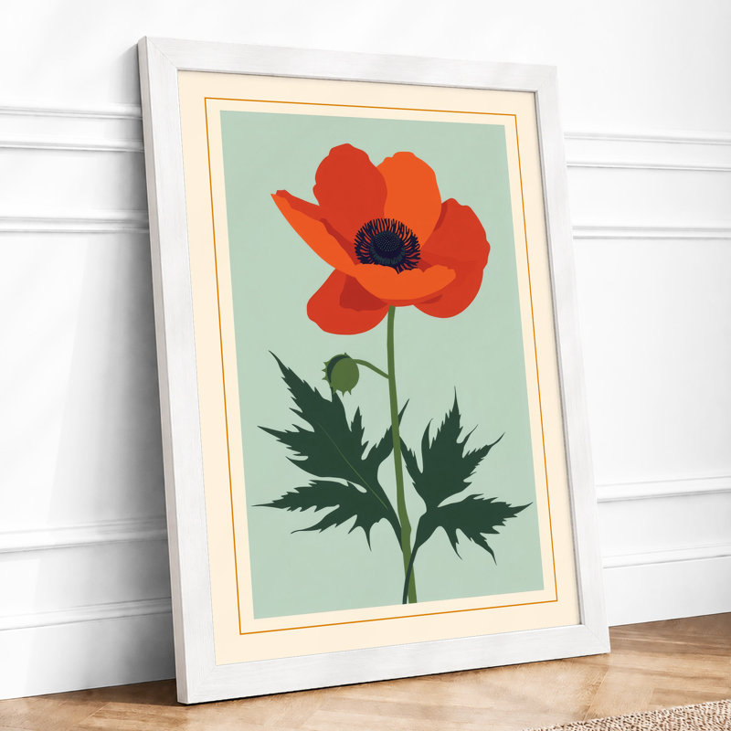 Red Poppy Botanical - Print, A4 - 29.7 x 21.0 cm, White