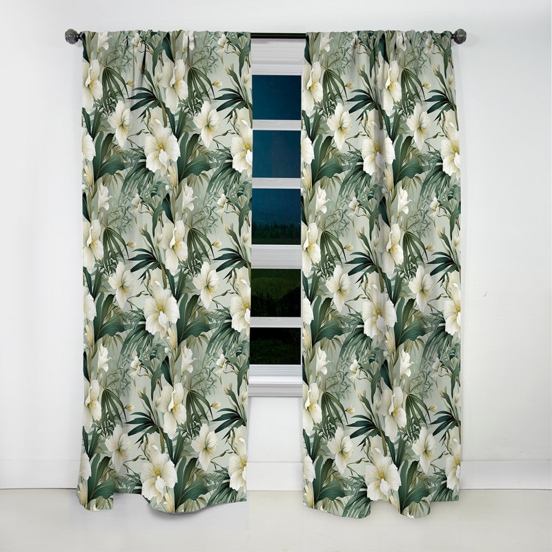 Bamboo Whispers - motif tropical IV - Rideau floral - Rideau occultant floral - 1 panneau, L 52 po x L 108 po