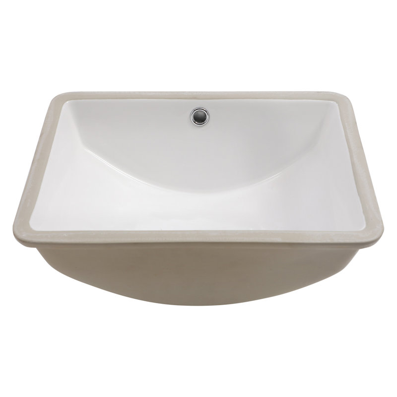 18.5"X14" White Ceramic Rectangular Undermount Bathroom Sink With Overflow