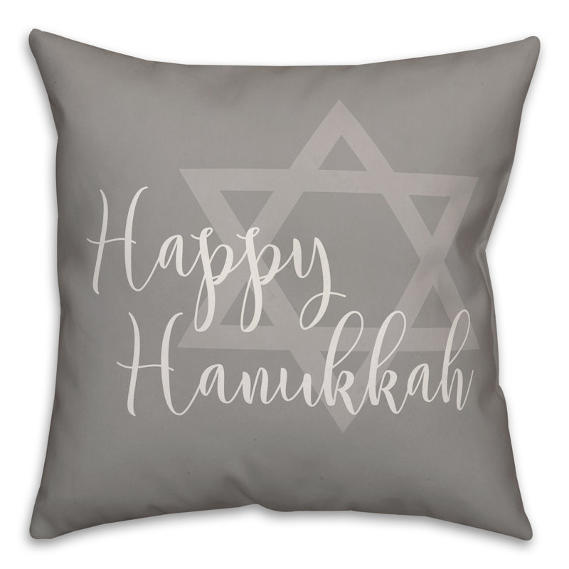  Coussin Happy Hanukkah, 18 po x 18 po, Polyester/ Bourre en polyester