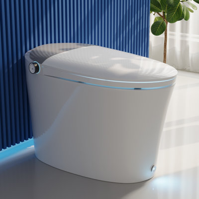 Toilette intelligente DeerValley avec siège chauffant à fermeture silencieuse, coup de pied / hors siège / occultant / chasse à distance, toilette allongée avec bidet sans réservoir, veilleuse douce, télécommande, avancée